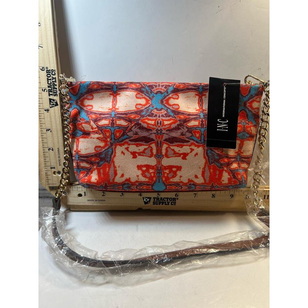INC Printed Crossbody Bag Gold Chain Strap Colorful Boho Purse Boho-Inspired